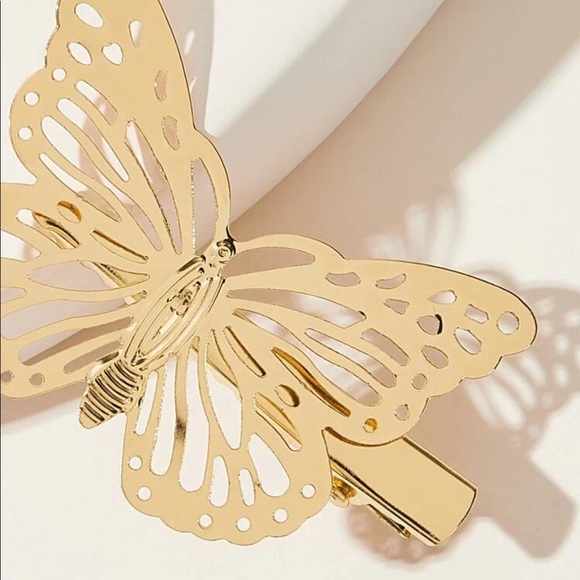 Gold Butterfly Hair Clips - Picture 2 of 4